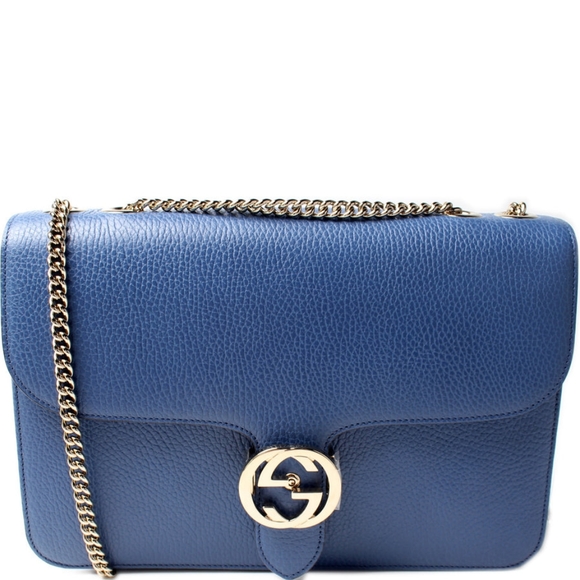 GUCCI Dollar Calfskin Medium Interlocking G light gold chain Shoulder - Picture 4 of 16